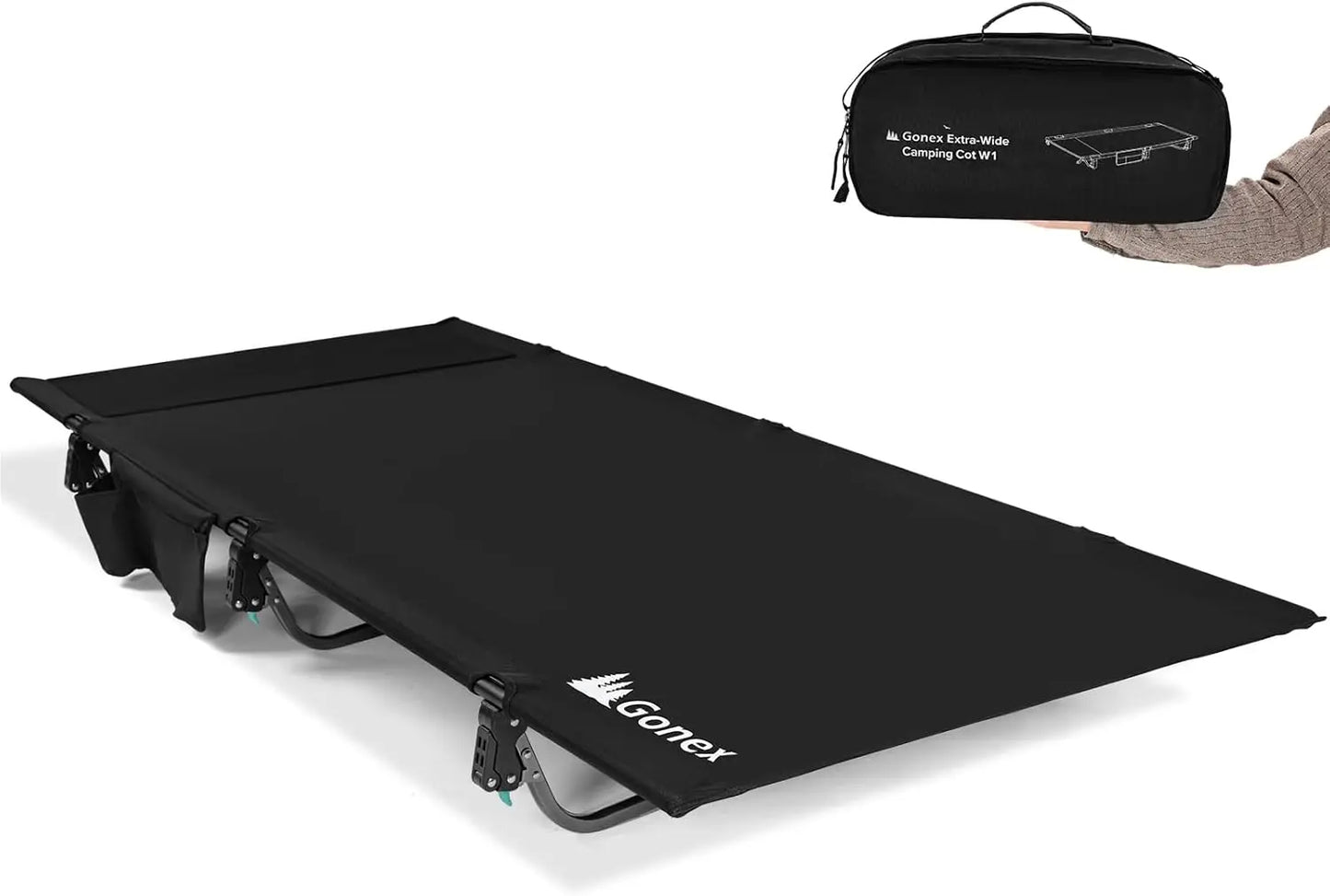 31.5' Extra Wide Camping Cot with Premium Pillow Pocket Supports 350lbs, Portable Ultralight Folding