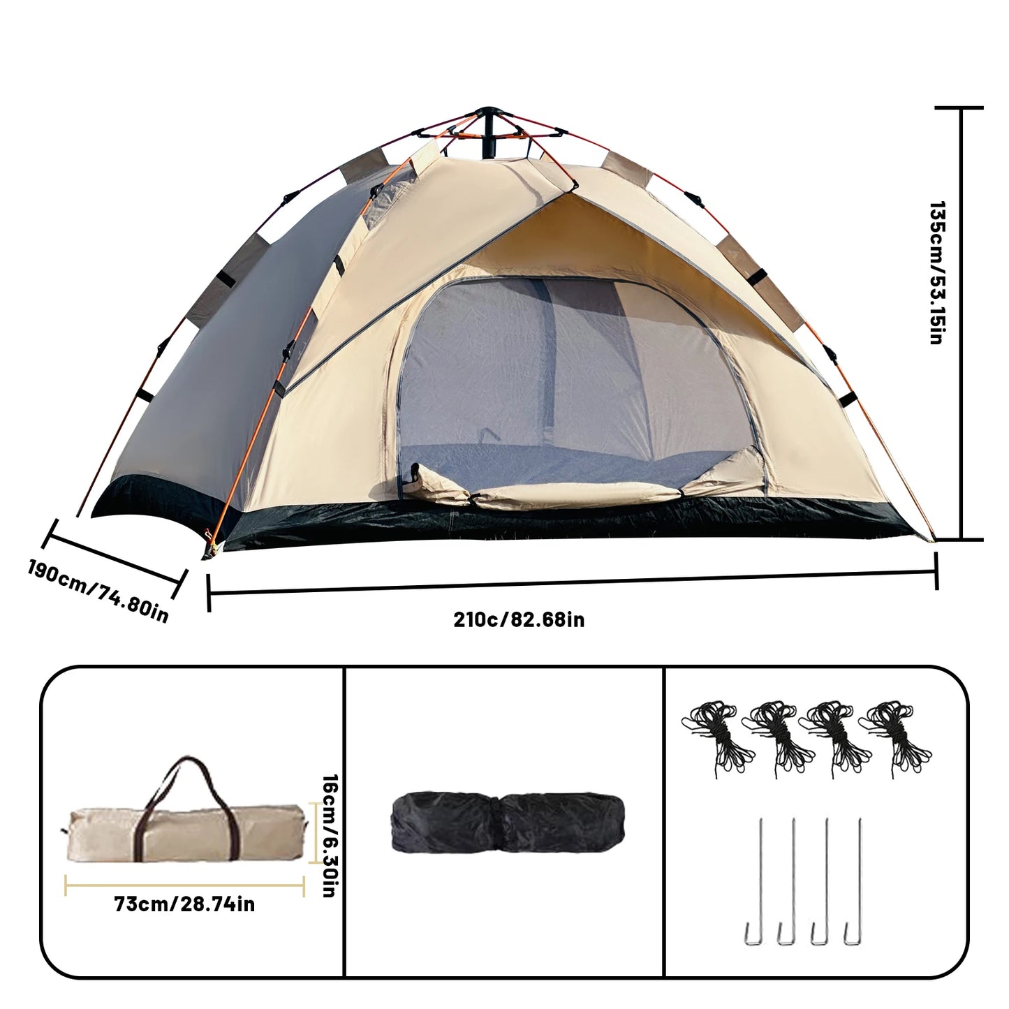 2-4 Person Camping Windproof Tents, Easy To Set Up, lightweight,Suitable For Family Travel,