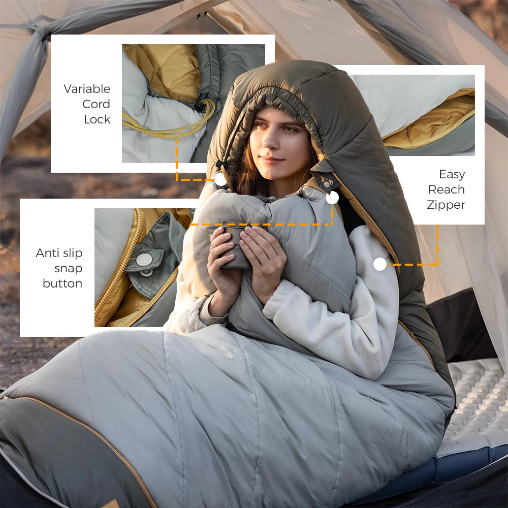 MG120 5℃ MG270 -2℃ Mummy Sleeping Bag Ultralight Camping Hiking Cotton Warm Thermal Winter Machine Wash Tour Gear