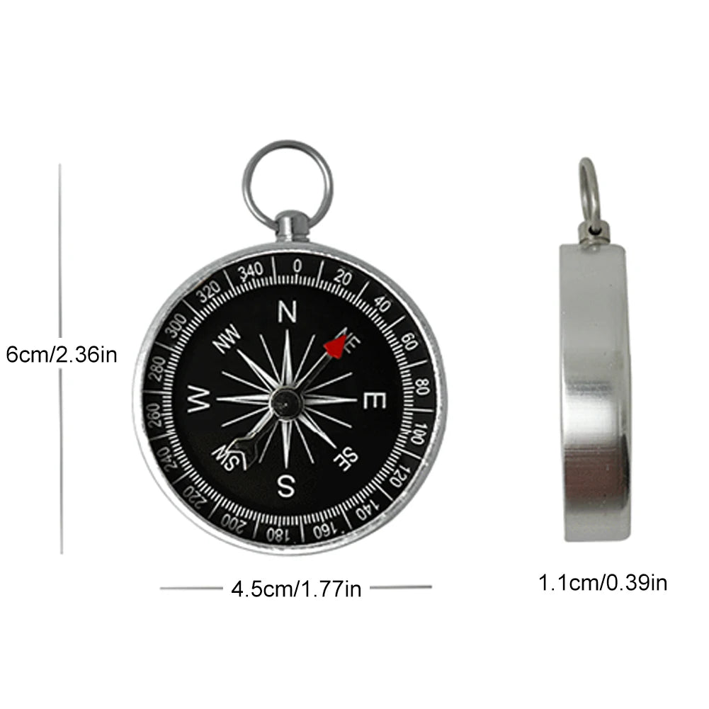 Outdoor Pocket Compass Portable Outdoor Orientation Navigation Compass Silver for Outdoor Camping Hiking Sports Navigation