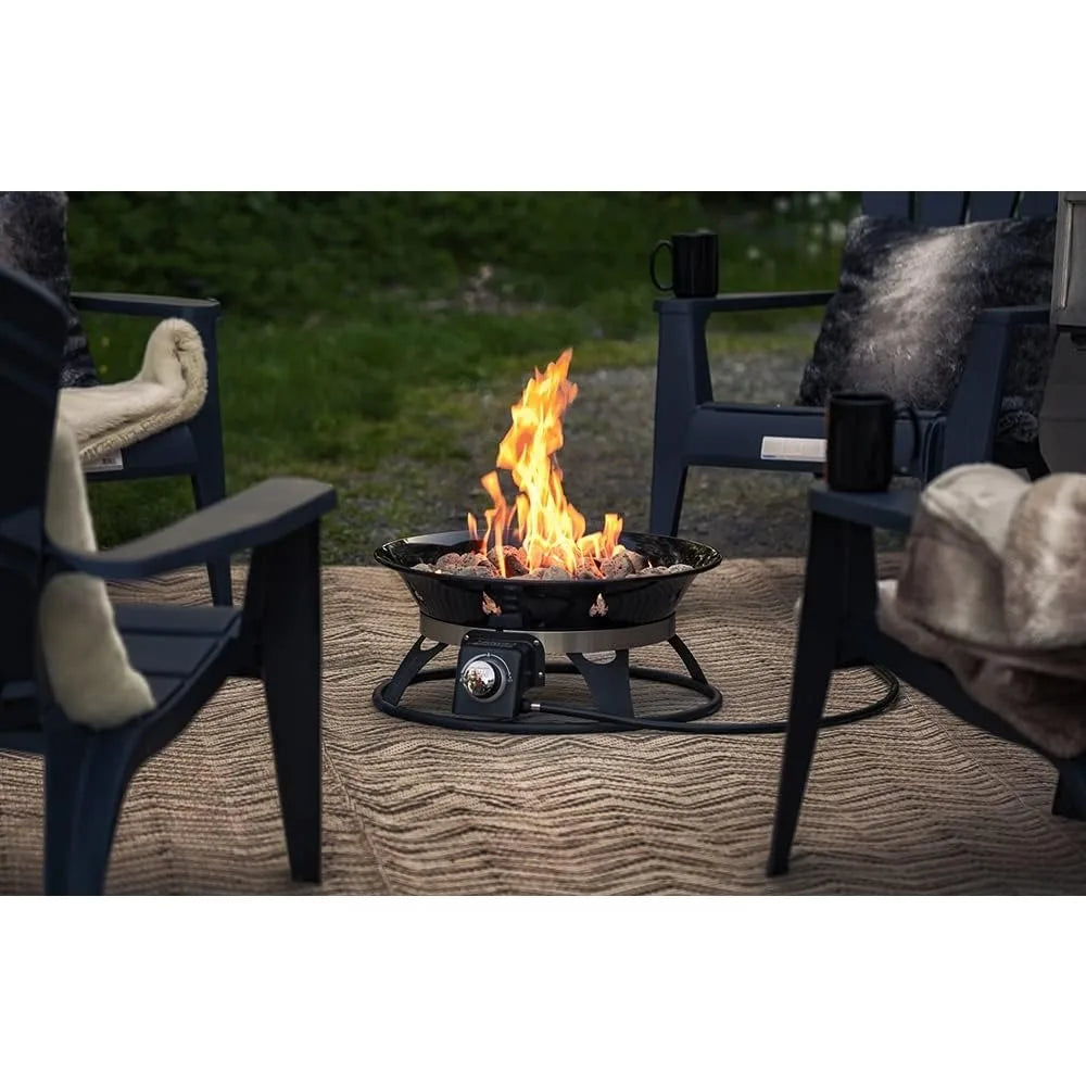 Portable Propane Fire Pit, 21-inch, 58,000 BTU with Fire Pit Cover & Carry Kit, Smokeless Gas Firebowl | Perfect for Camping, P