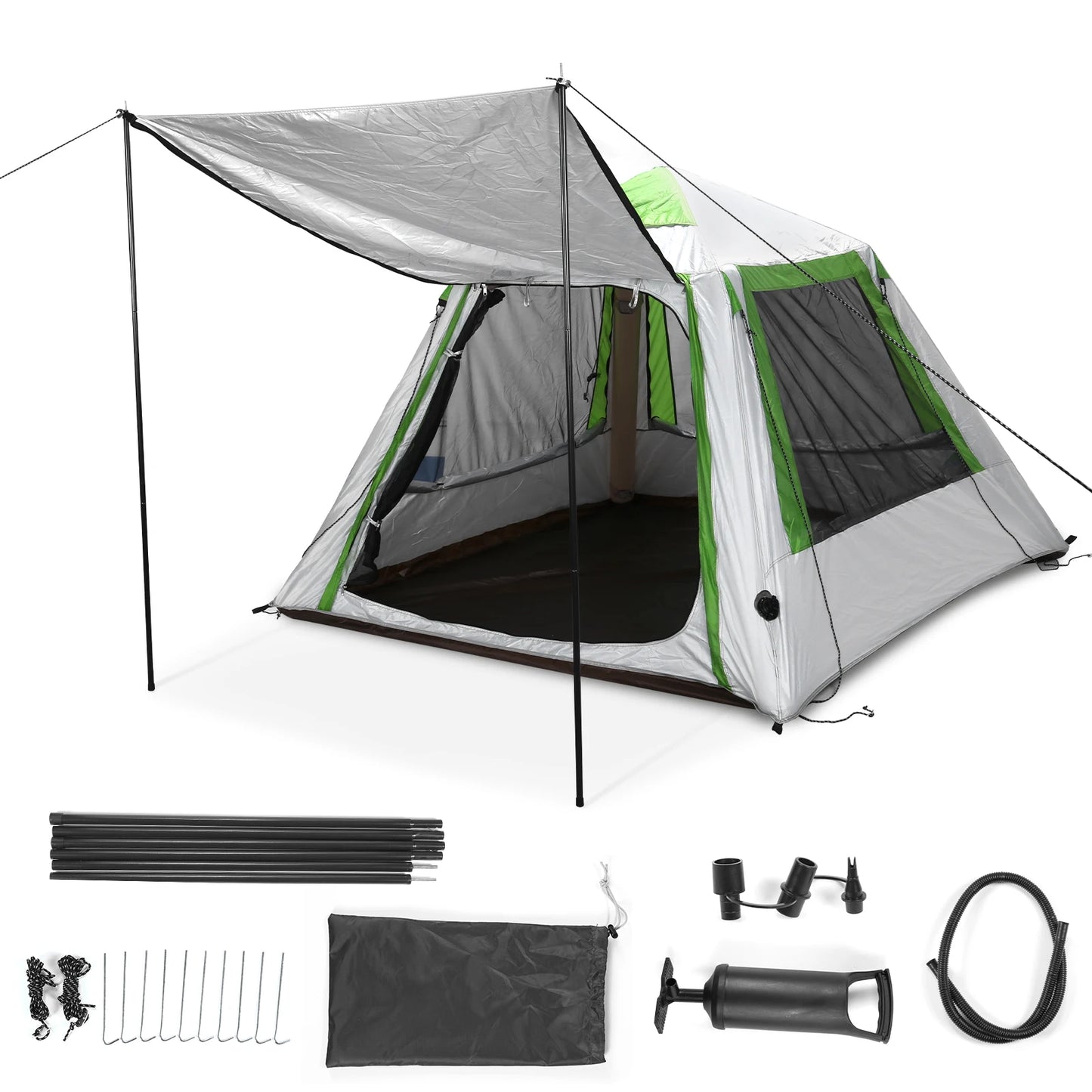 Camping Tent for 2 To 3 Persons Easy Setup Inflatable House Tent Oxford Waterproof with Mesh Windows for Backpacking and Hiking