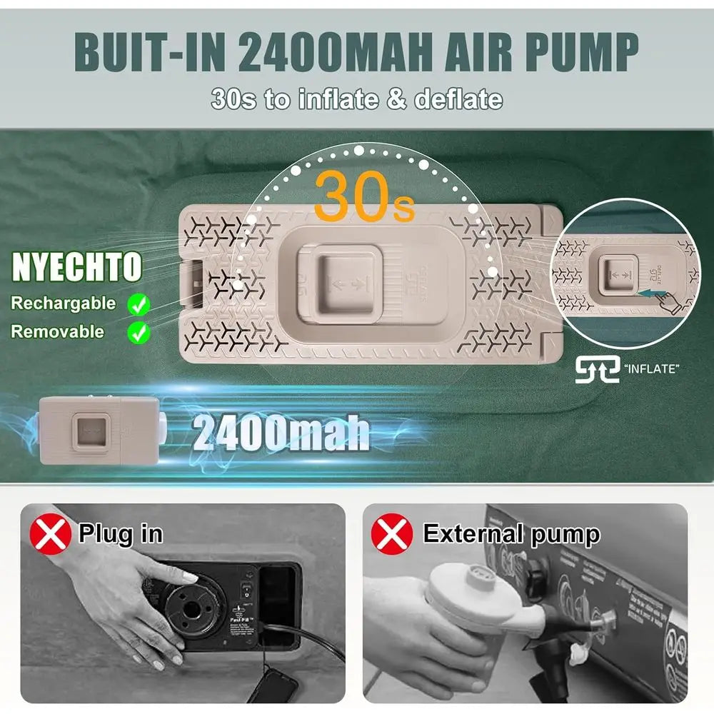 Ultra-Thick Memory Foam Sleeping Pad with Electric Pump, Insulated Camping Mattress with Pillow for Car Travel and Tent