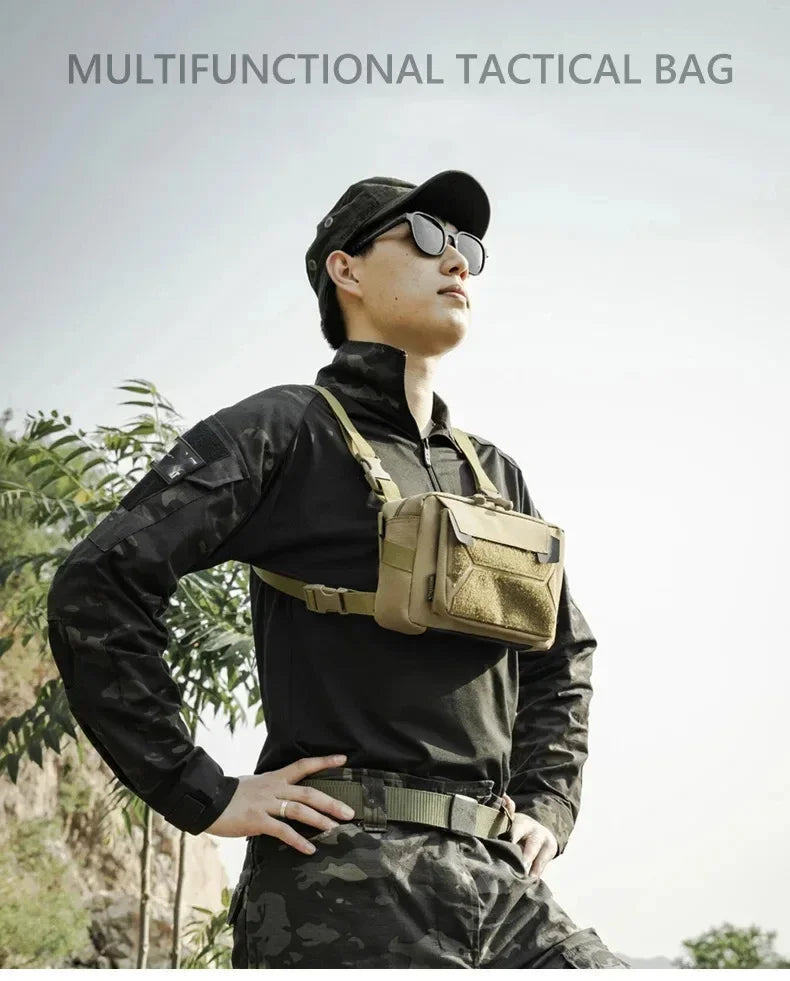 Tactical Chest Vest Bag Backpack Front Rig Pouch Outdoor Camping Cycling Hiking Hunting Climbing Fishing Lure Travel Fanny Pack