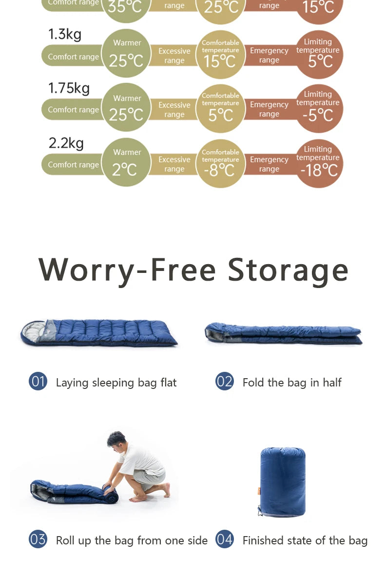 Camping Sleeping Bag Ultralight Waterproof Warm Envelope Backpacking Sleeping Bags for Outdoor Traveling Hiking