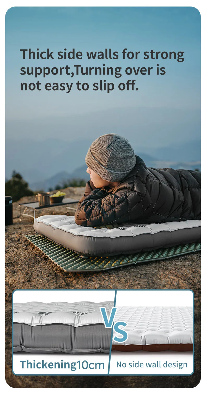 R6.5 Air Mattress 10cm Thickened Ultralight Sleeping Pad for Camping Hiking Warm Portable Outdoor Inflatable Mattress