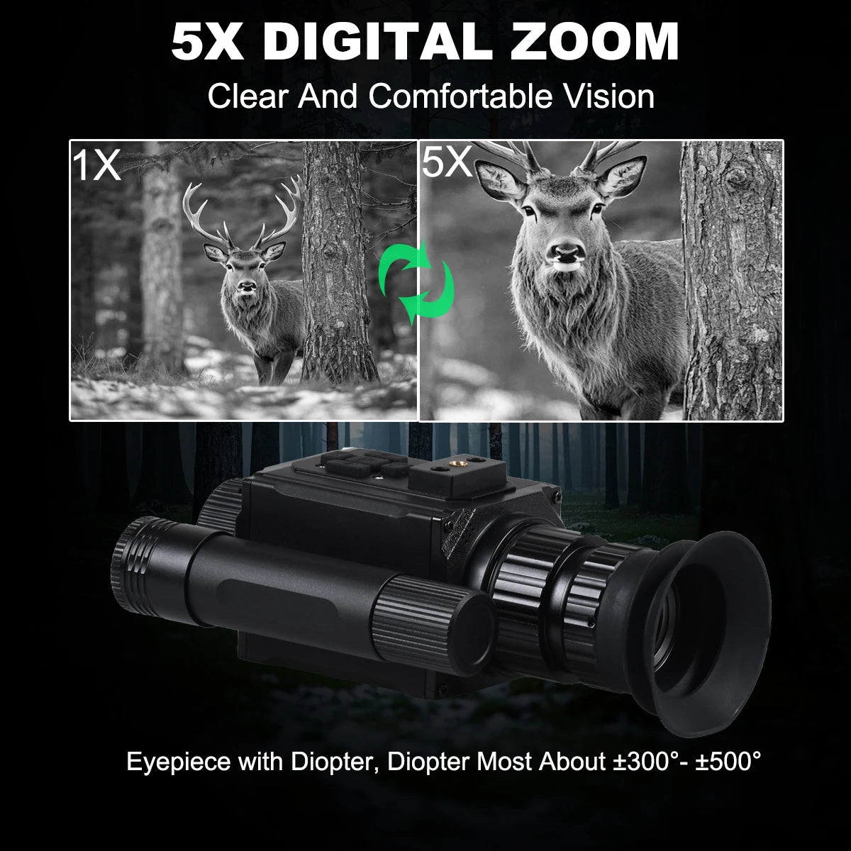 NK006 Helmet Night Vision Monocular Long-Distance Infrared 5X Zoom 1080P Digital Hunting Night Vision Goggles Telescope