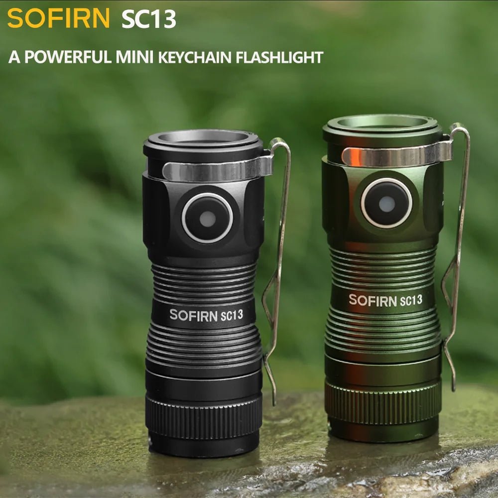 SC13 Black Green SST40 LED 1300lm Mini Tactical 18350 Flashlight 6000K Keychain Emergency Torch