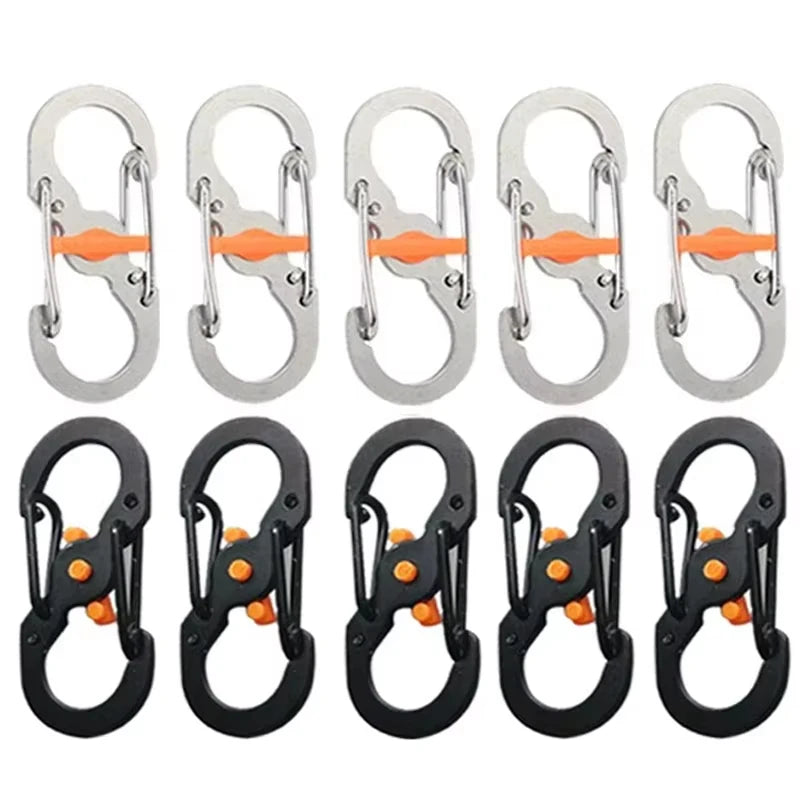 5/10PCS Mini S-Type Locking Carabiner - Outdoor Camping Backpack Buckle, Anti-Theft Keychain Hook & Key-Lock Tool