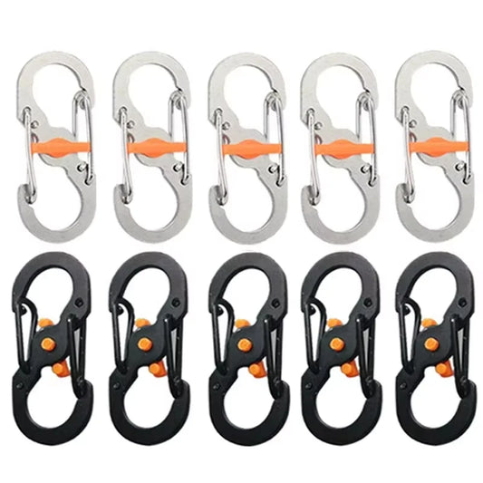 5/10PCS Mini S-Type Locking Carabiner - Outdoor Camping Backpack Buckle, Anti-Theft Keychain Hook & Key-Lock Tool