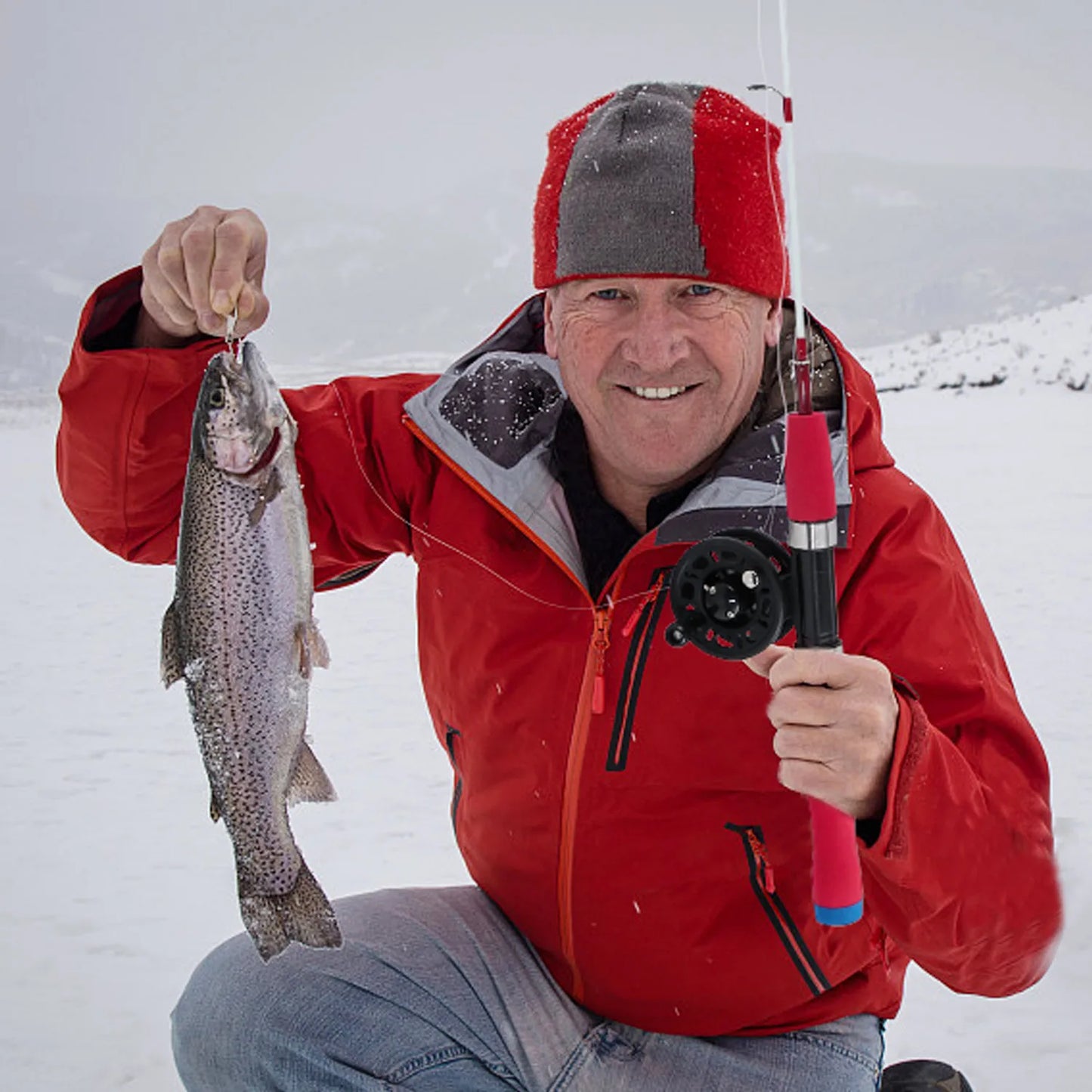 Sougayilang Ice Fishing Rod 50cm Ultralight Winter Shrimp Ice Fishing Pole Portable Spinning Casting Fishing Pole Fishing Tackle