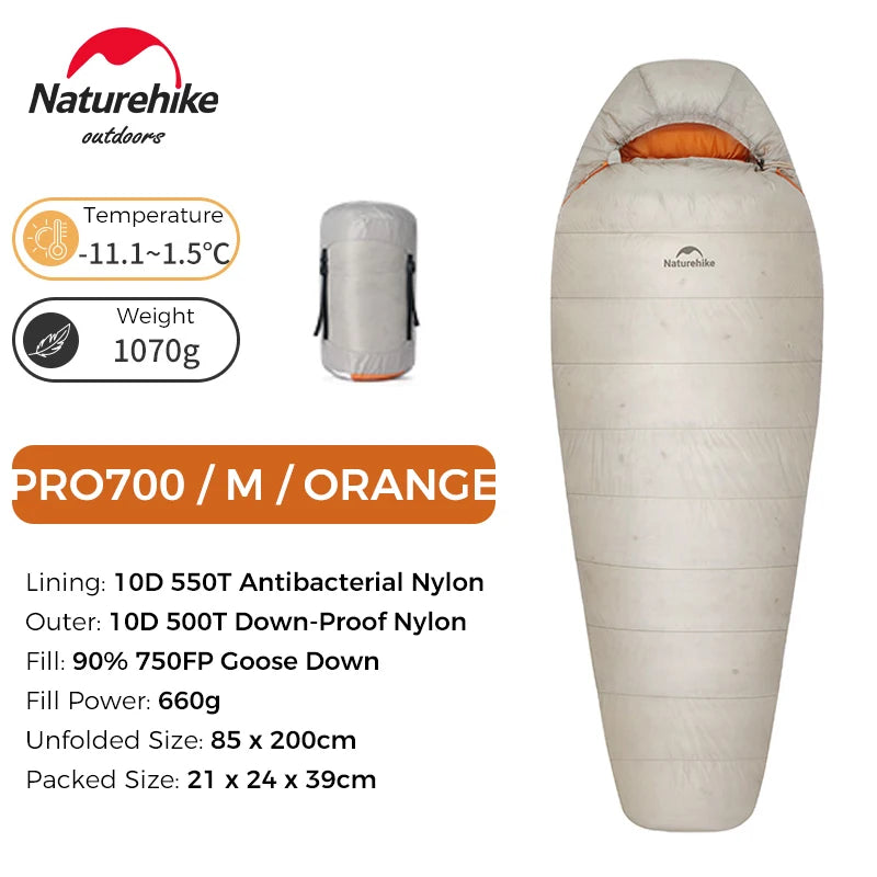 Naturehike Alpine PRO Goose Down Sleeping Bag Lightweight Mummy Sleeping Bag Winter Thick Camping Hiking Backpacking Equipment