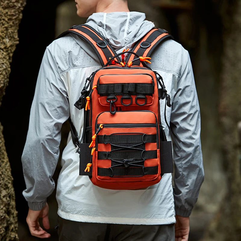 Tactical Fishing Backpack Molle Climbing Hiking Camping Cycling Bag with Rod Holders Lure Men Outdoor Travel Sports Chest Bags