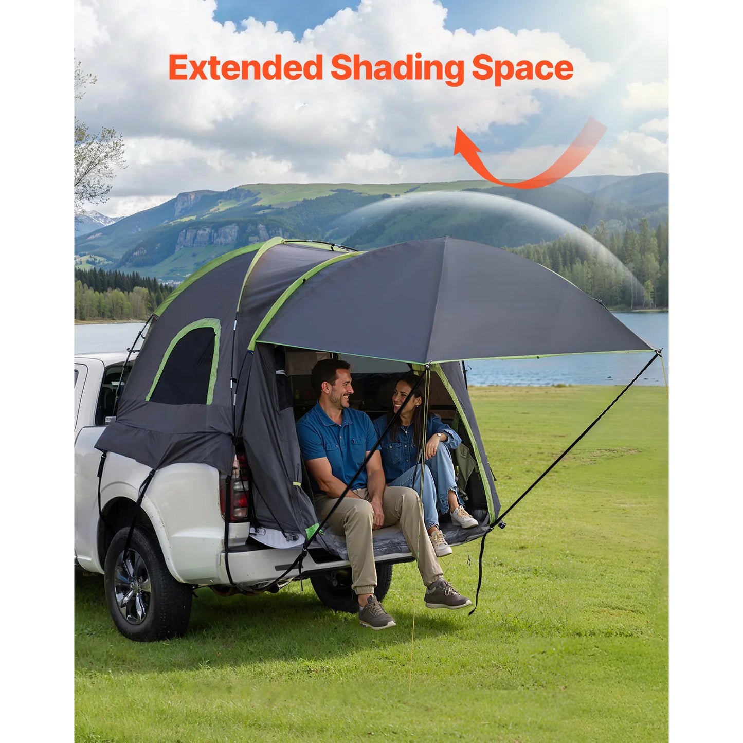 Pickup Truck Tent for Camping Waterproof PU2000 2-3 Person Truck Bed with Expandable Awning