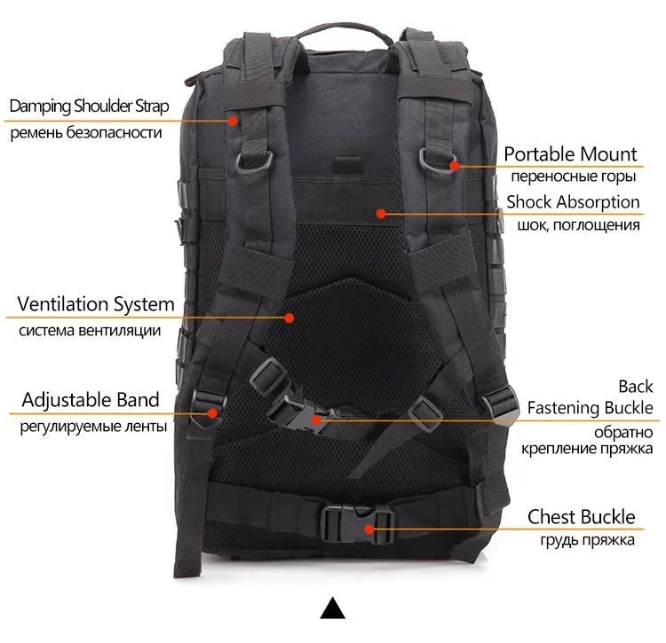 45L Man Tactical Backpacks Traveling Bags Outdoor 3P School Pack EDC Molle Pack For Trekking Hunting Bag camping equipment