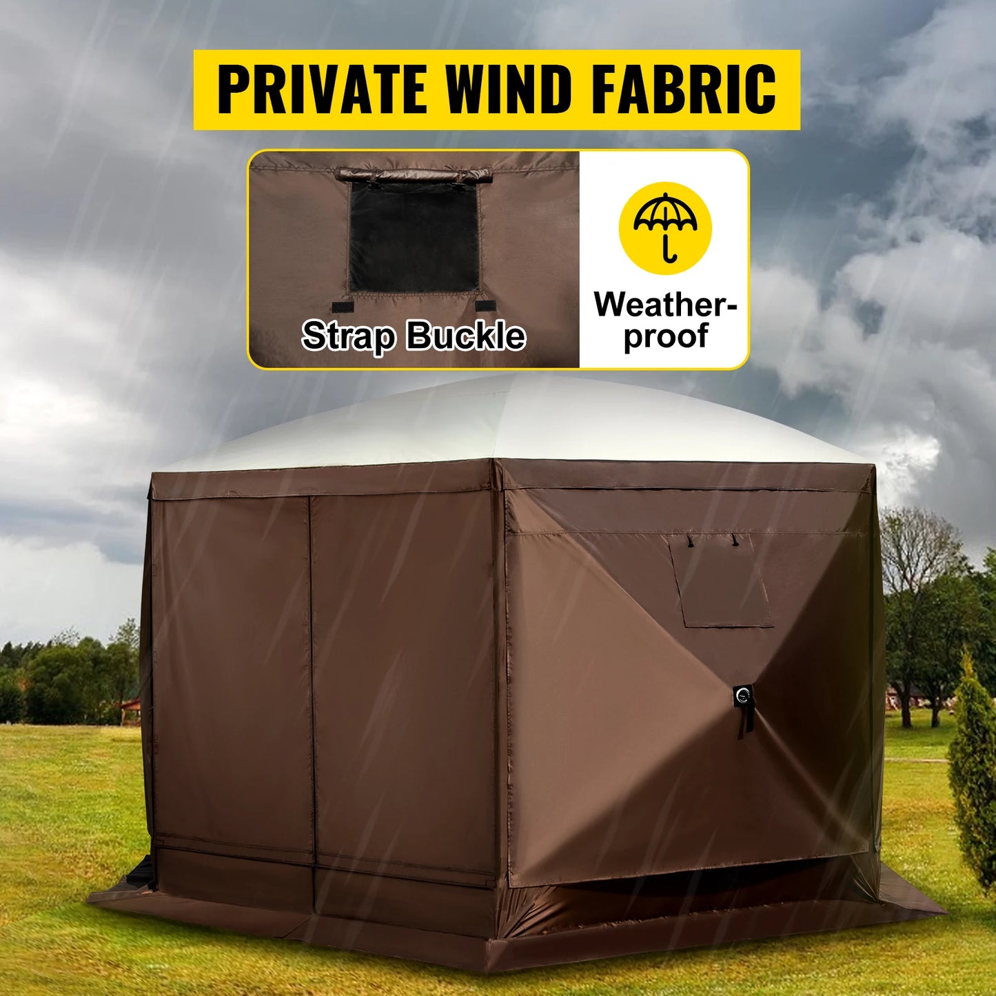 Pop-up Camping Gazebo Camping Canopy Shelter 6 Sided 12' x 12' / 10' x 10' Sun Shade Tents & Canopies Camping & Hiking