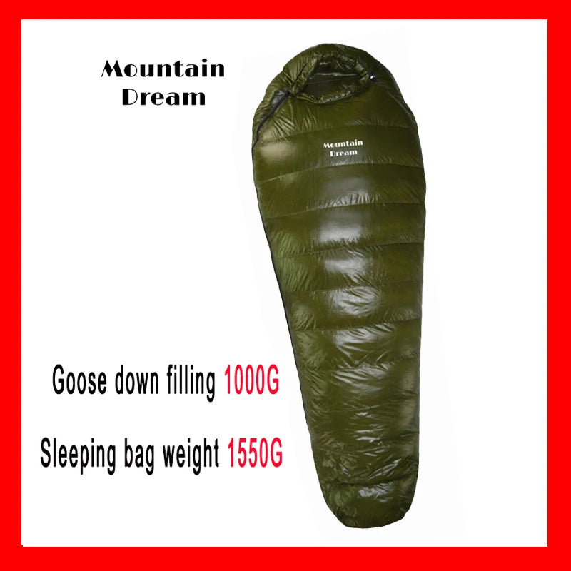 The Extended Goose Down Mummy Sleeping Bag Is Filled With Warm Down And Is Suitable For A Height Above 1.8 Meters.