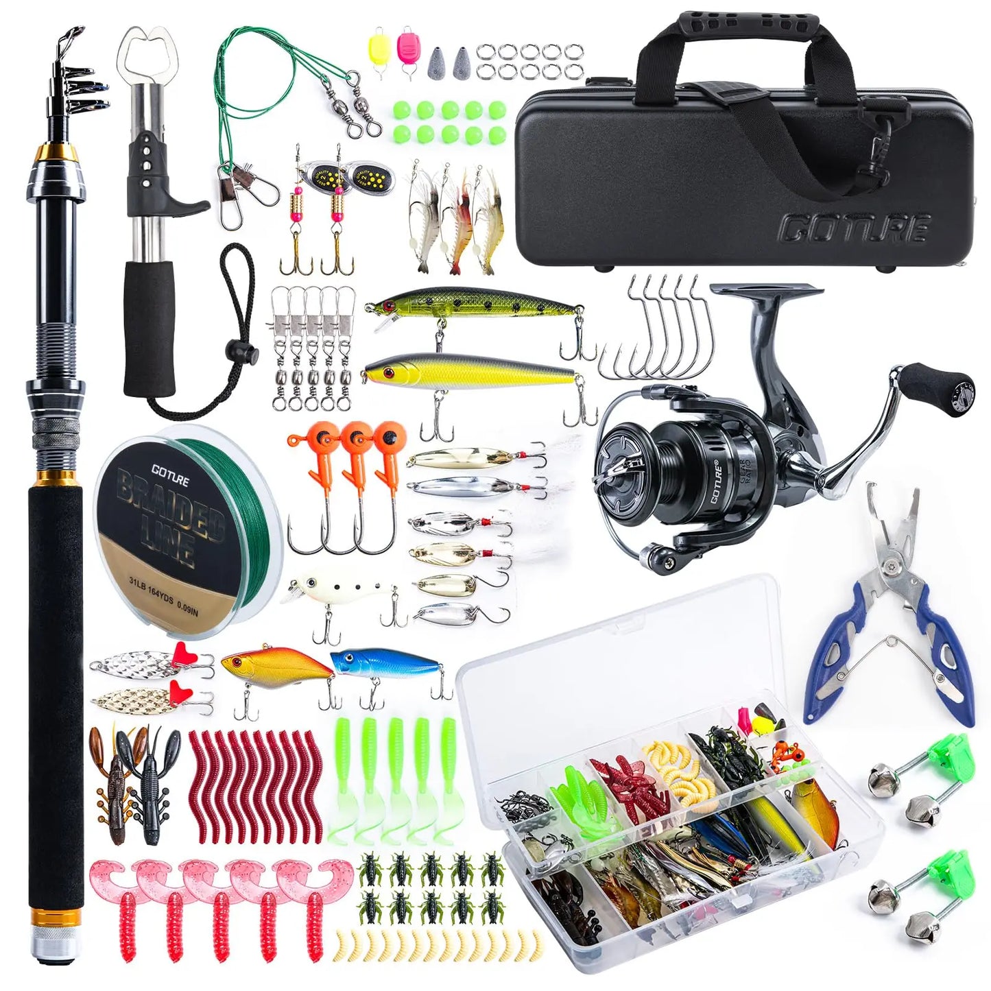 2.7m Fishing Pole Combo Set Rod and Reel 24T Carbon Fiber Telescopic Fishing Rod Aluminum Spinning Reels