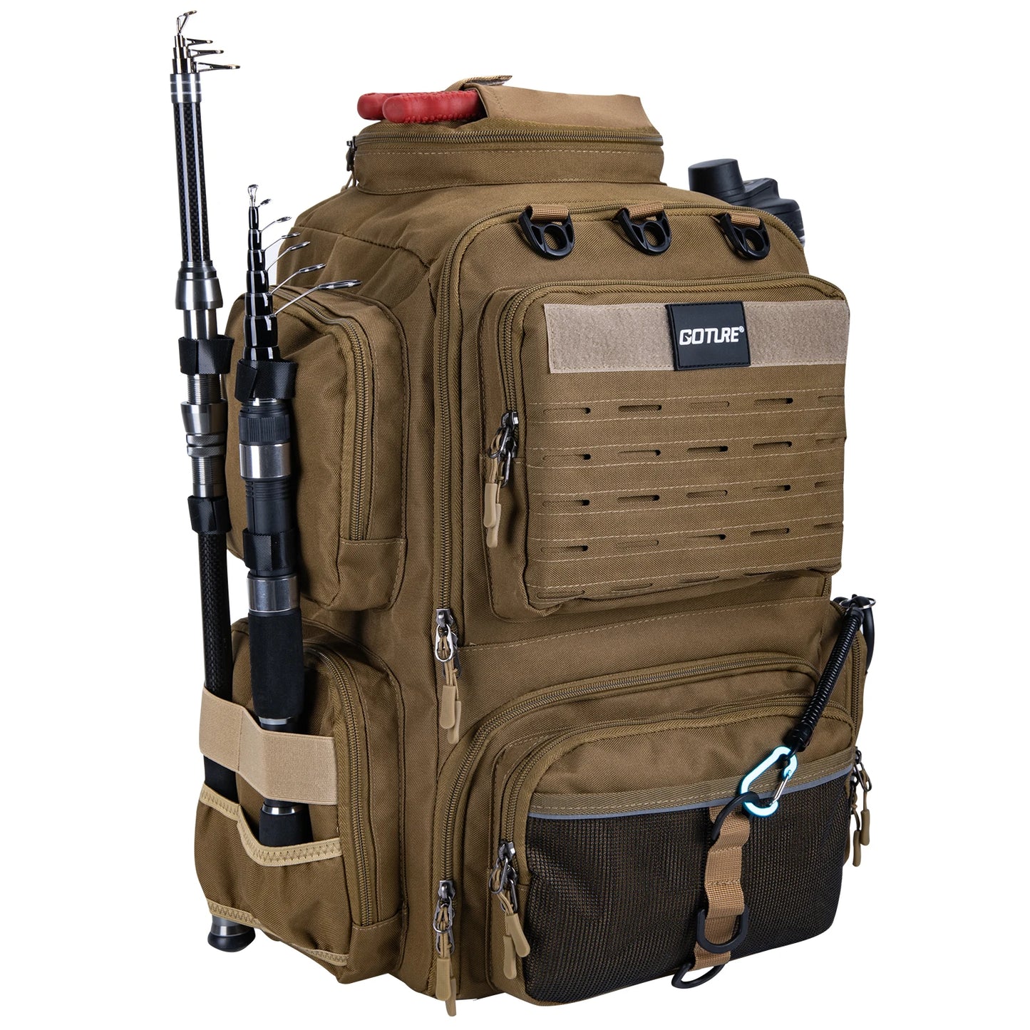 Fishing Backpack 45L 900D Water-Resistant Large 4 Color Fishing Bag with Rod Holders Fishing Gear Camping Hiking Outdoor