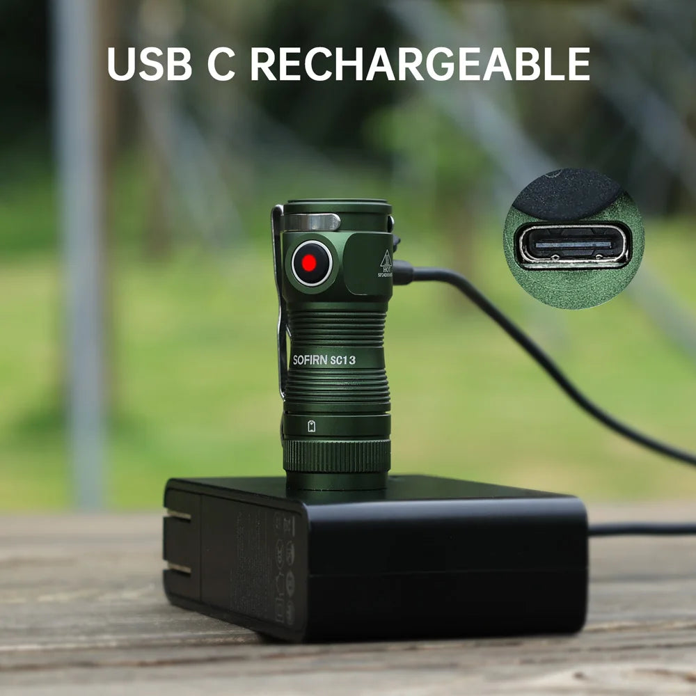 SC13 Black Green SST40 LED 1300lm Mini Tactical 18350 Flashlight 6000K Keychain Emergency Torch