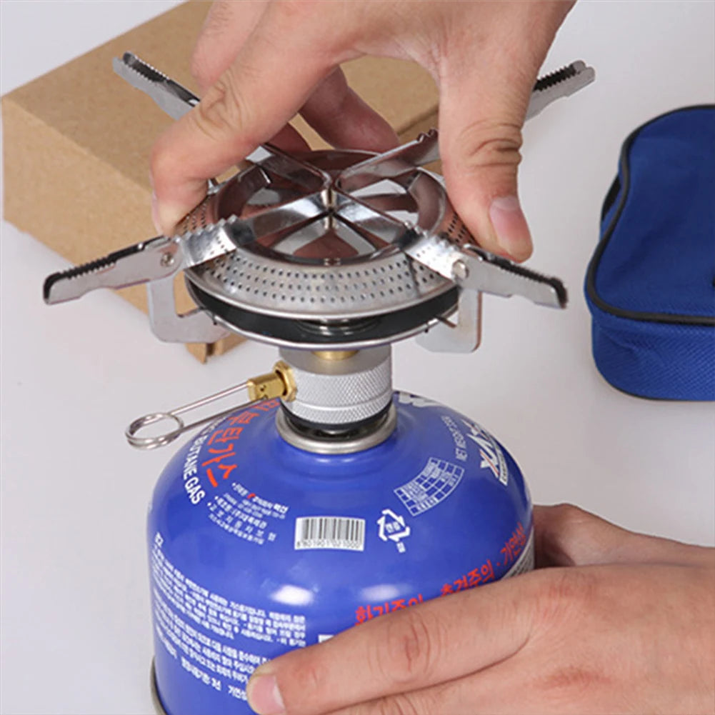 3-1pcs Outdoor Camping Gas Stove Small Camping Stove with Storage Bag Portable Cooking Stove Adjustable for Picnic BBQ Gas Stove