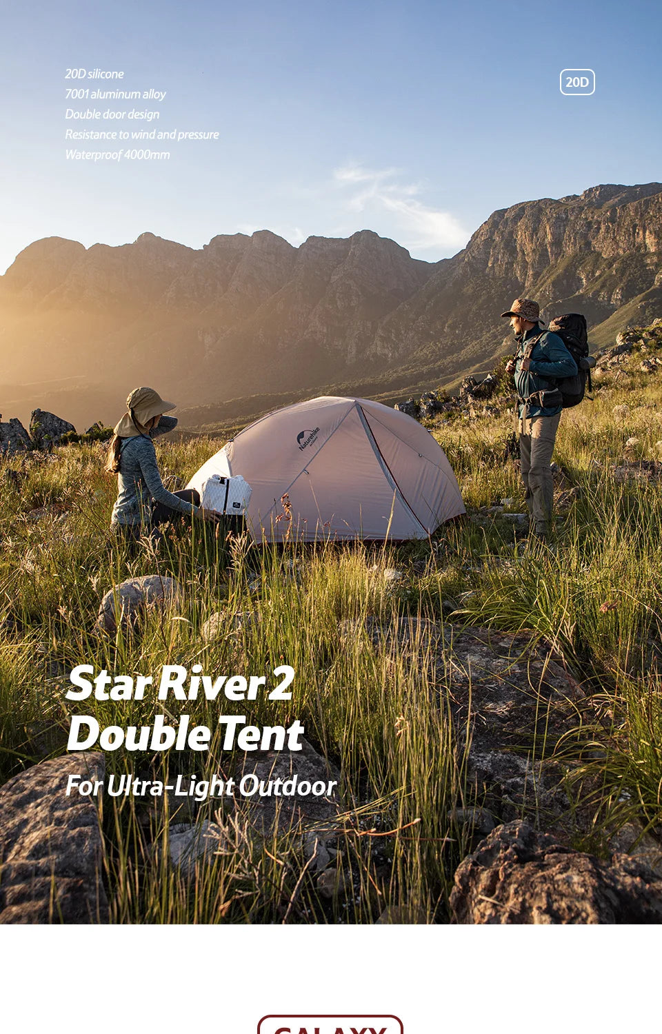 Ultralight Waterproof Tent 2 People 4 Seasons Outdoor Travel Hiking Fishing Tent Double Layers Tent