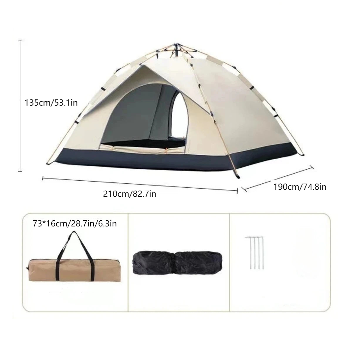 Outdoor Automatic Quick-opening Tent ,Two windowless door