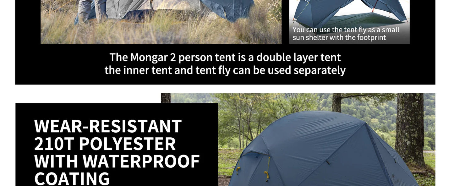 Ultralight Tent 2 Person Waterproof PU3000mm Camping Tent Double Layer Outdoor Travel Hiking Tent