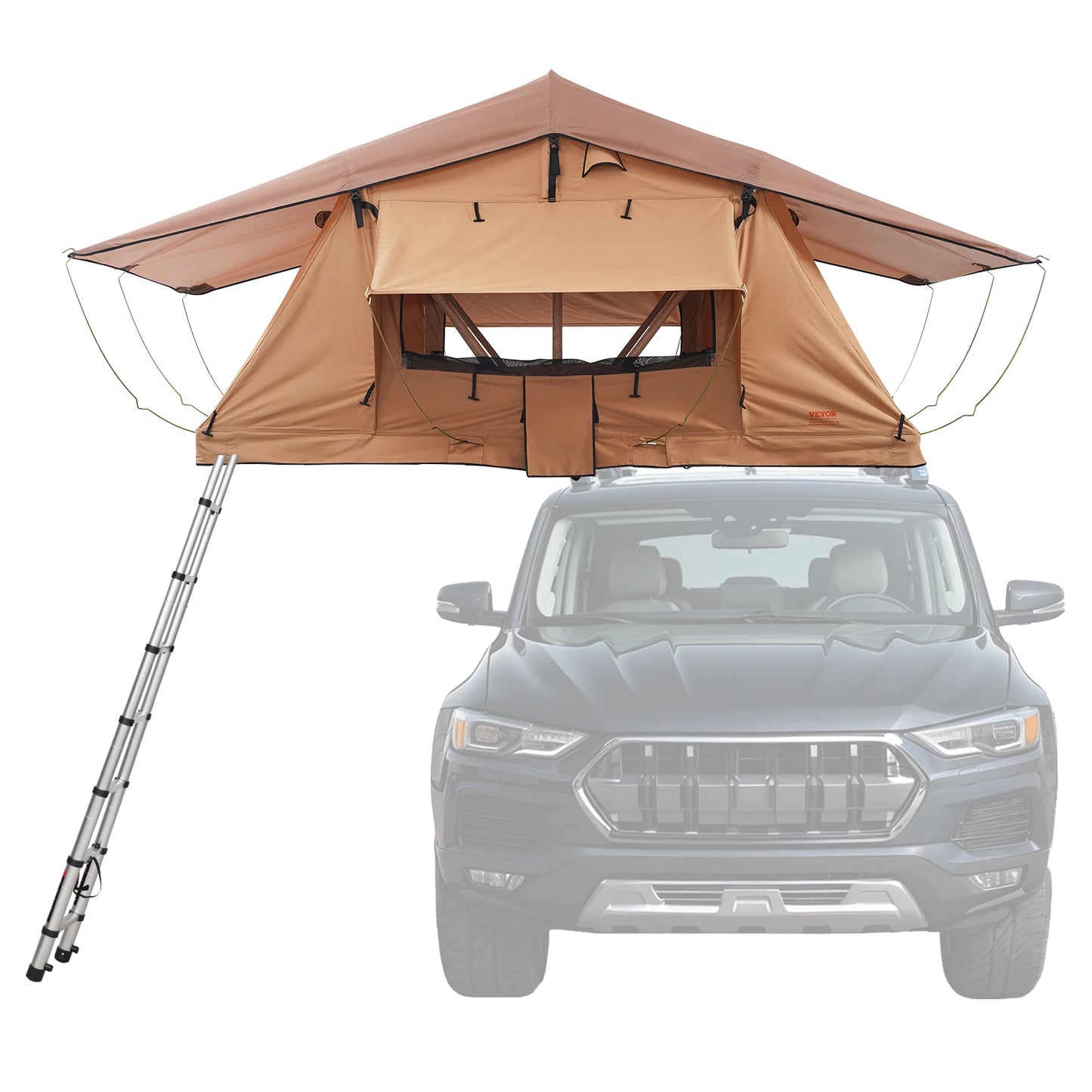 Rooftop Tent Hardshell Folding Tent with Telescopic Ladder Mattress PVC Cover Bag Waterproof Jeep SUV Van Pickup Truck