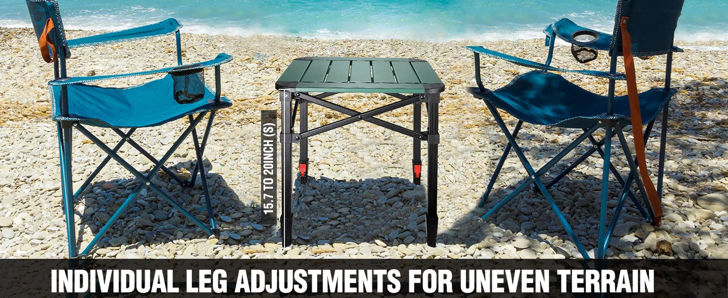 Folding Camping Square Table with Carry Bag, Lightweight Aluminum Adjustable Square Table for Outdoor, Camping, Picnic