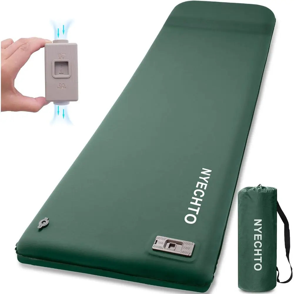 Ultra-Thick Memory Foam Sleeping Pad with Electric Pump, Insulated Camping Mattress with Pillow for Car Travel and Tent