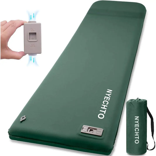 Ultra-Thick Memory Foam Sleeping Pad with Electric Pump, Insulated Camping Mattress with Pillow for Car Travel and Tent