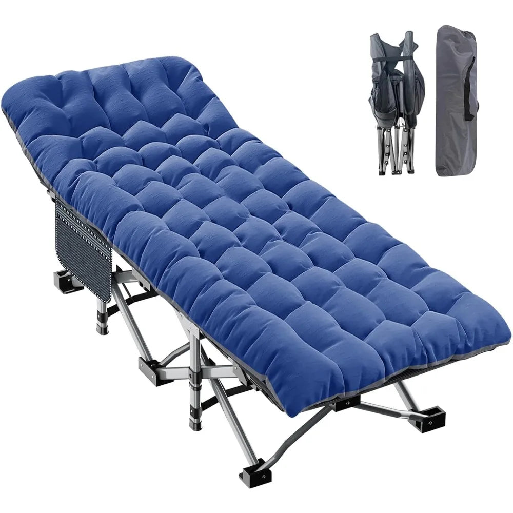 XXL Camping Cot for Adults 900LBS - 78"×32" Oversized Folding Bed with Mattress Pad, Heavy Duty