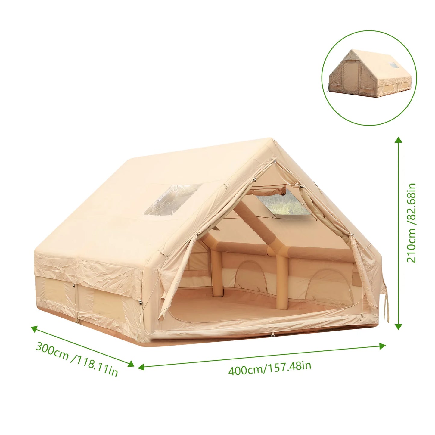 Inflatable Camping Tent with Pump Large Family Tent Waterproof Windproof for Outdoors