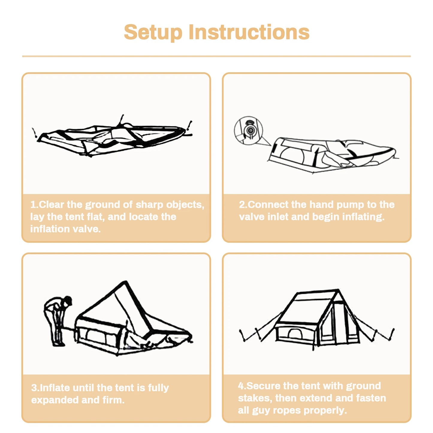 Inflatable camping tent 4-8 people with windows