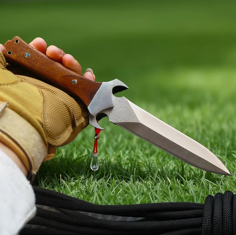 M390 Blade Tactical Hunting Knife Camping Survival Tool EDC Self Defense Combat Knife Leather Sheath