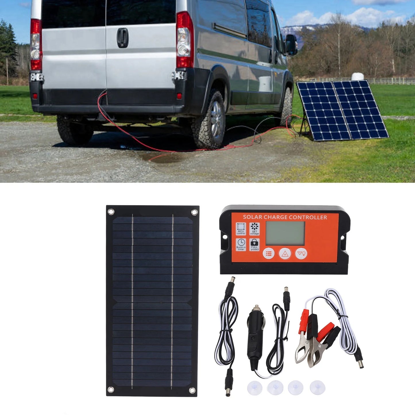 Portable 600W Solar Panel Charger Monocrystalline Silicon 100A Charge Controller Durable Solar Panel Kit for RV Outdoor Camping