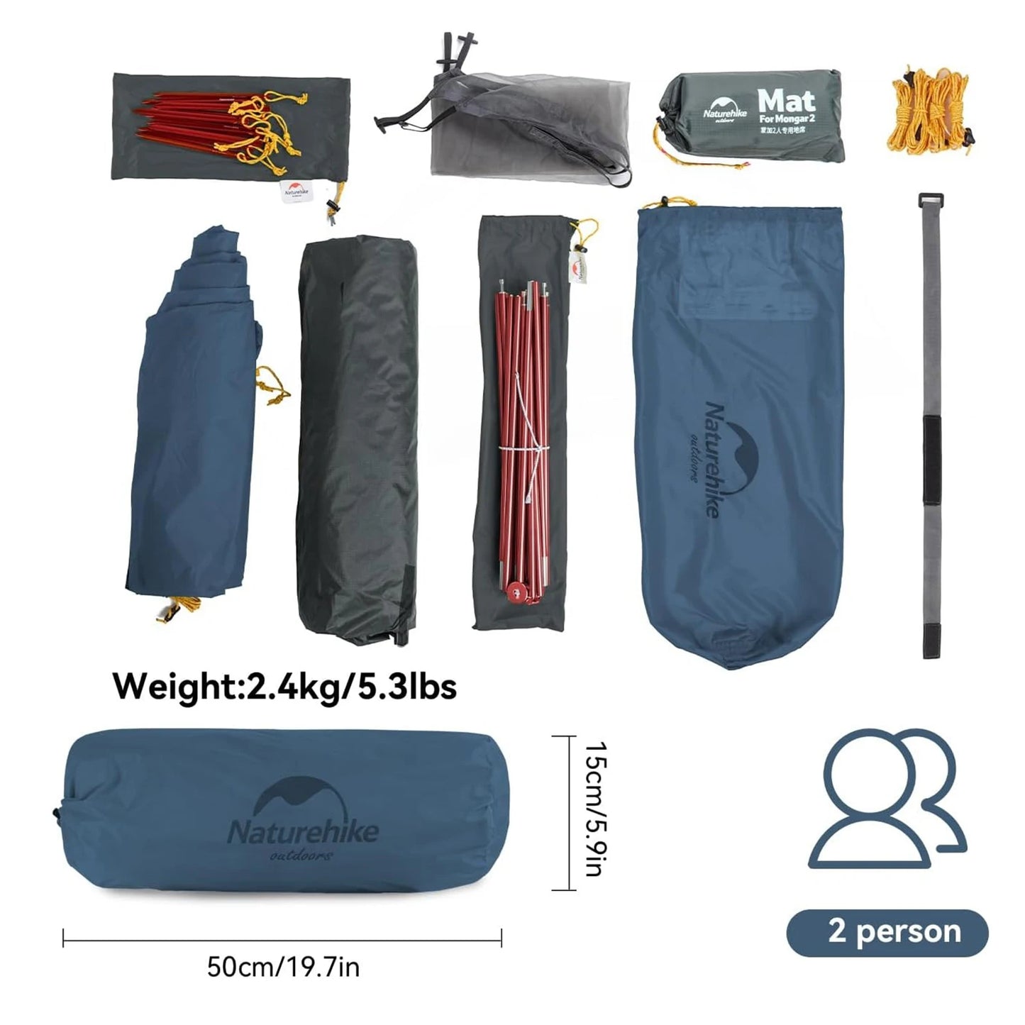 Ultralight Tent 2 Person Waterproof PU3000mm Camping Tent Double Layer Outdoor Travel Hiking Tent