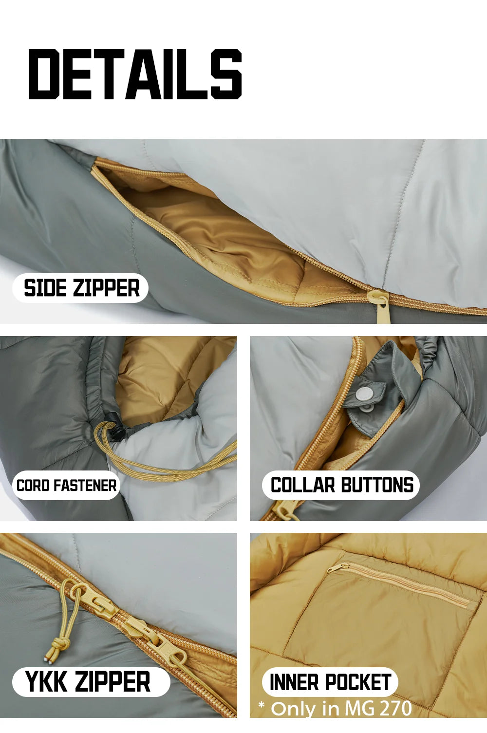 MG120 5℃ MG270 -2℃ Mummy Sleeping Bag Ultralight Camping Hiking Cotton Warm Thermal Winter Machine Wash Tour Gear