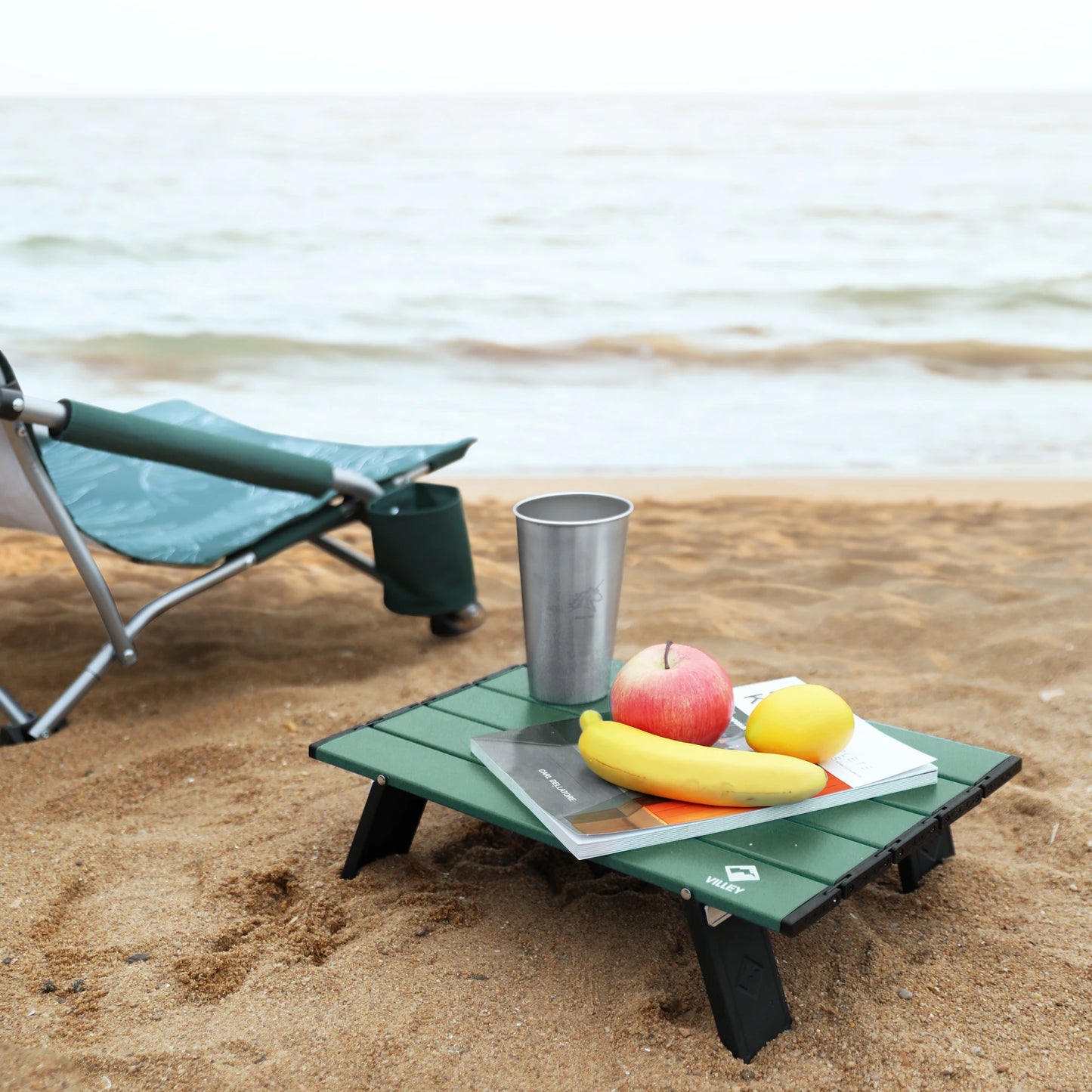 Portable Mini Folding Beach Table, Ultralight Aluminum Side Table with Carry Bag for Camping, Picnics