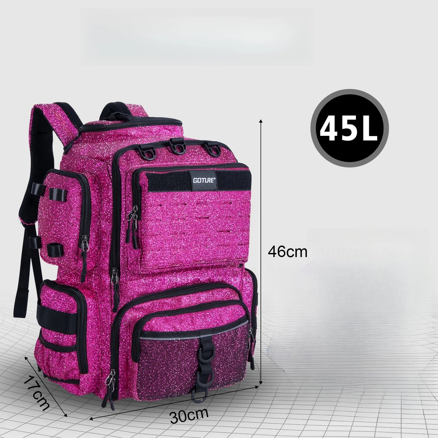 Goture 46X30X17CM 900D Oxford cloth waterproof Fishing Backpack 45L Large Capacity Fishing Gear Storage Backpack Fishing Bag