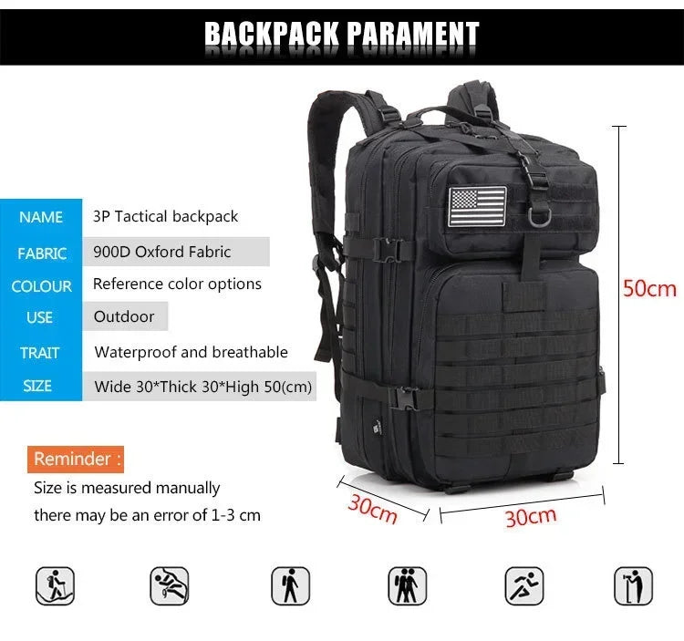 45L Man Tactical Backpacks Traveling Bags Outdoor 3P School Pack EDC Molle Pack For Trekking Hunting Bag camping equipment