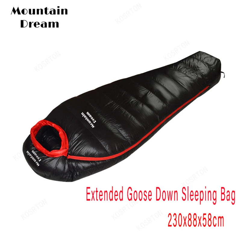 The Extended Goose Down Mummy Sleeping Bag Is Filled With Warm Down And Is Suitable For A Height Above 1.8 Meters.