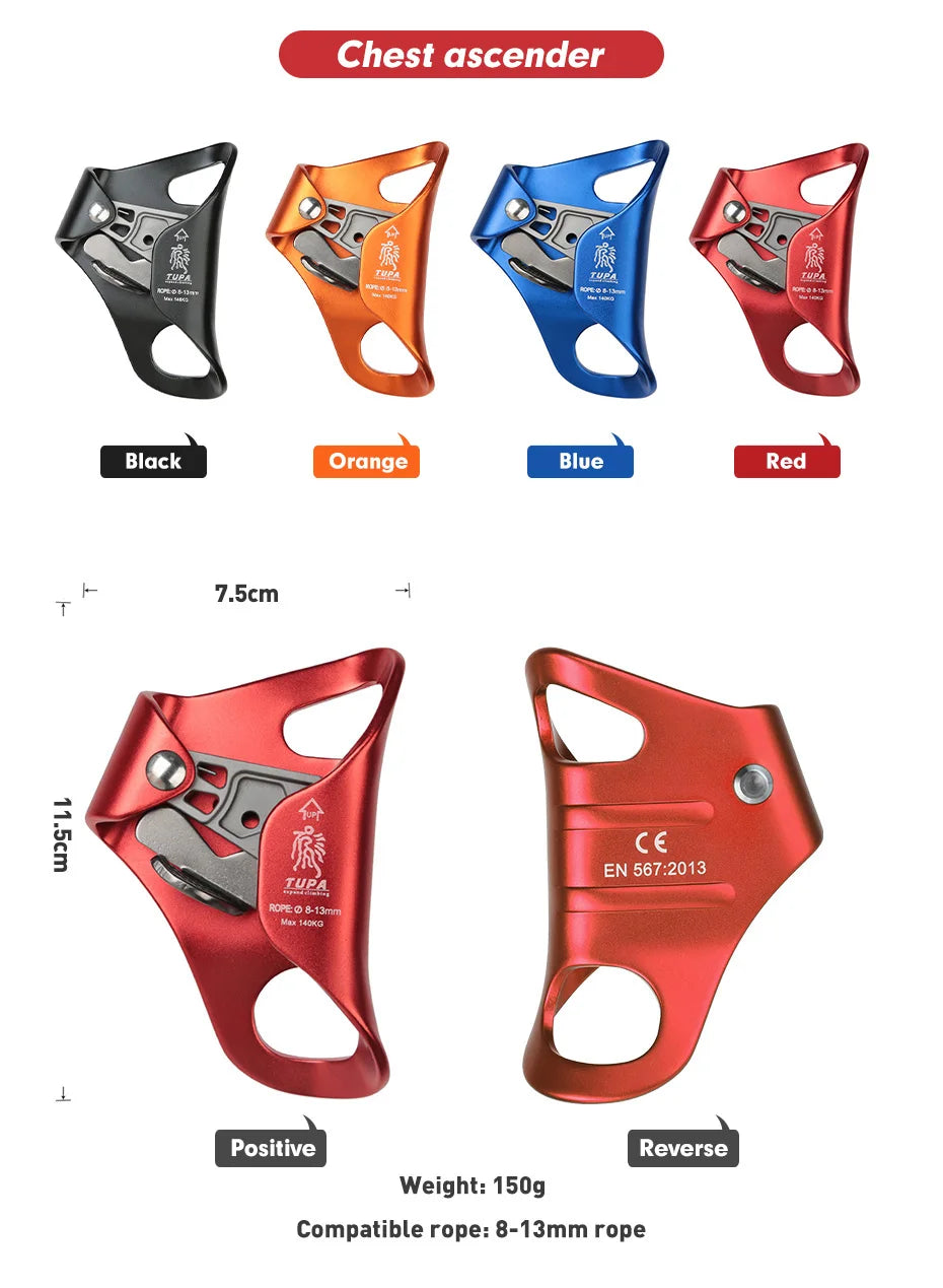 Outdoor Rock Climbing  Chest Ascender SRT Device Mountaineer Chest Ascend Climbing Rope Tools