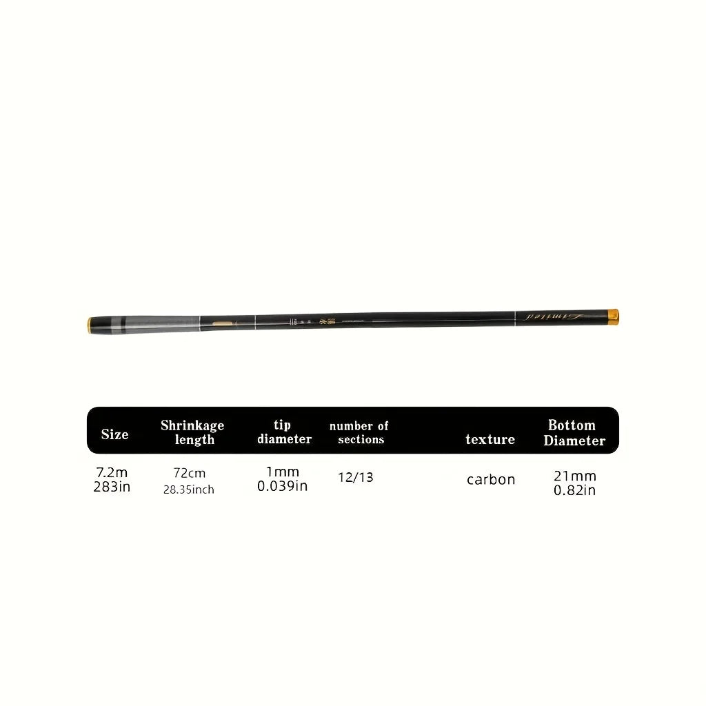1PC  Freshwater Fishing Rod Super Hard Carbon Fiber Fly Carp Stream Freshwater Fishing Pole Ultralight Telescopic 7.2M