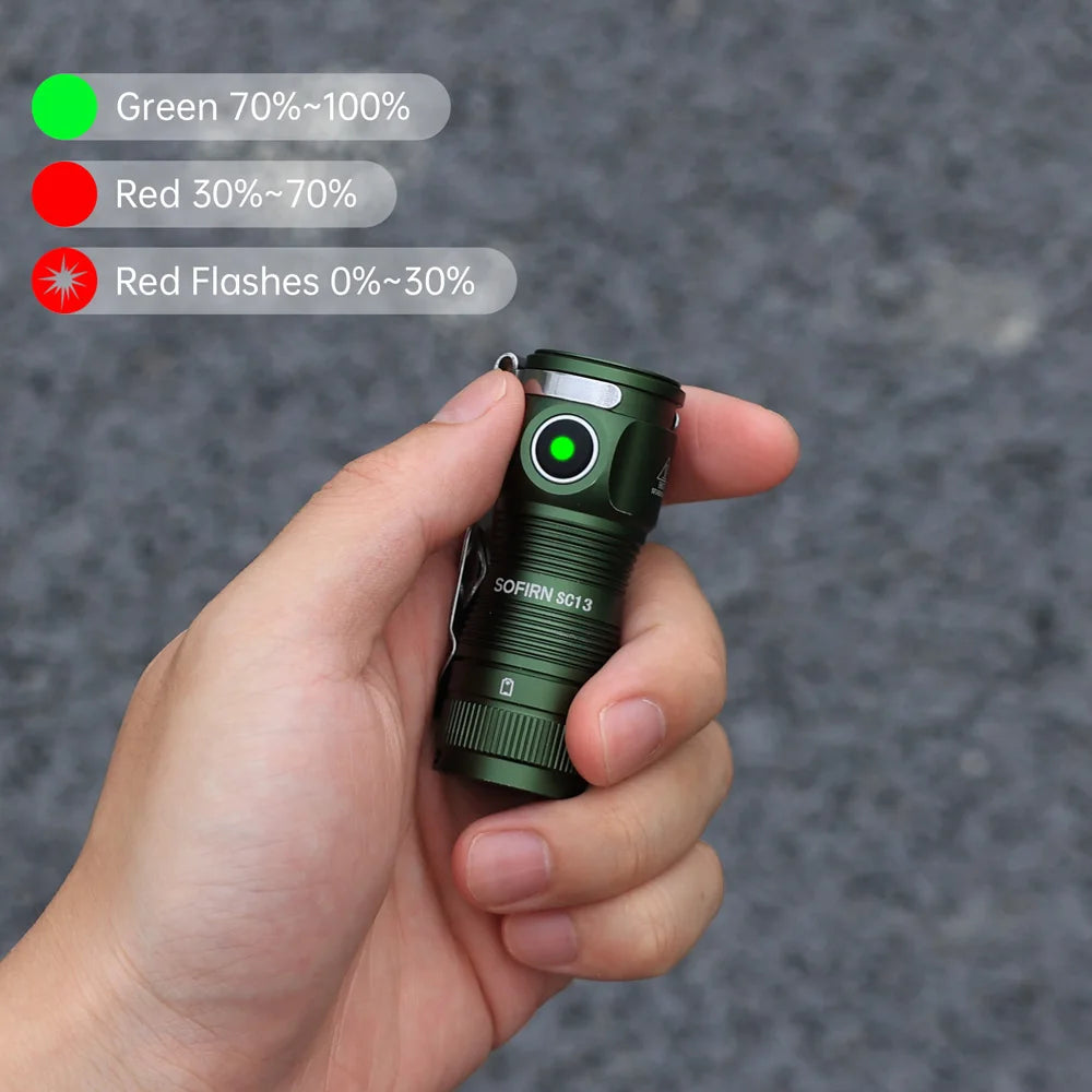 SC13 Black Green SST40 LED 1300lm Mini Tactical 18350 Flashlight 6000K Keychain Emergency Torch