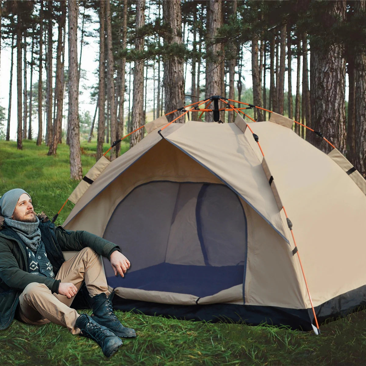 Outdoor Automatic Quick-opening Tent ,Two windowless door