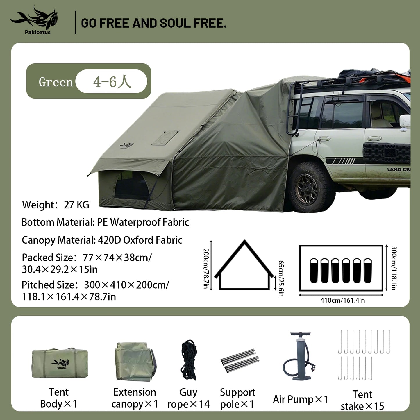 Inflatable camping tent 4-8 people with windows