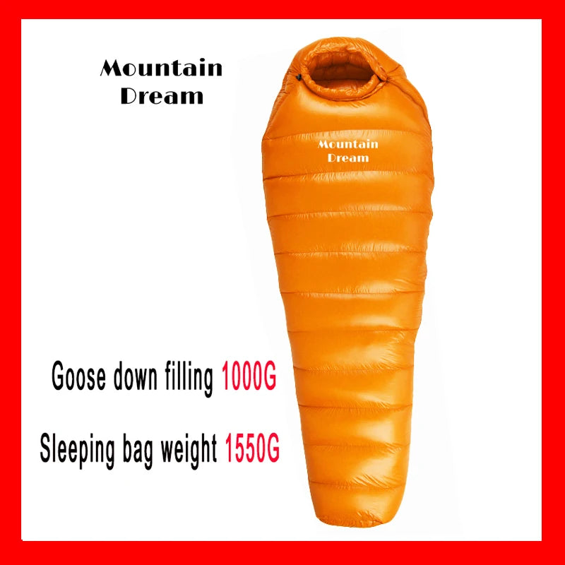 The Extended Goose Down Mummy Sleeping Bag Is Filled With Warm Down And Is Suitable For A Height Above 1.8 Meters.