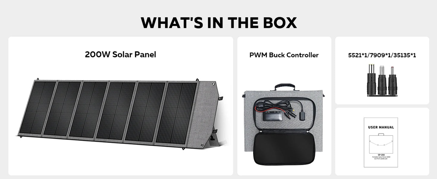 2400W Camping Power Station 2048Wh Lifepo4 1600W 110V AC Output Portable Solar Generator 200W 20.5V Flexible Solar Panel